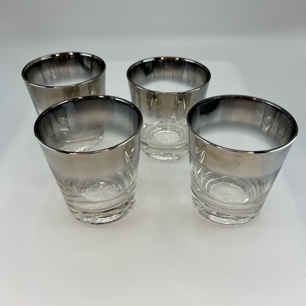 MCM Dorothy Thorpe Style Silver Fade 10oz Old Fashioned Rocks Glasses Set of 4. - Picture 2 of 8